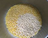 A picture of step 1 of Moong dal dahi bhallas.