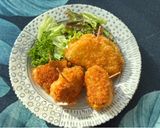 A picture of step 4 of Kushi Katsu (Fried Pork Skewers).