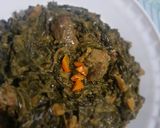 A picture of step 6 of Laing (Taro Leaves in Coconut Milk).