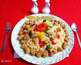 A picture of step 5 of Soyabean tricolor capsicum pulav.