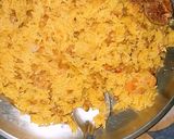 A picture of step 1 of Kaire khichdi (green mango).