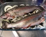 Une image de l'étape 5 de Truites saumonées aux oignons doux d Italie et aromates de la mer.