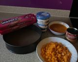 A picture of step 1 of Mango no bake icebox cake.
