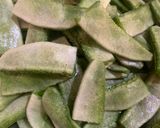 A picture of step 2 of Simba Baigana Besara (Lima beans/Sem Phali & brinjals in mustard paste).