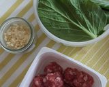 รูปขั้นตอนการทำที่ 1 ของ "แกงจืดกวางตุ้งหมูสับ" Chinese Cabbage Soup with Minced Pork🥬🥣