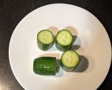A picture of step 2 of Mexican quinoa salsa in cucumber pockets.