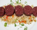 A picture of step 4 of Grilled Blood Sausage and Brown Rice with Vegetables.