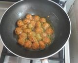 A picture of step 2 of Meatball soup with pasta and herbs.