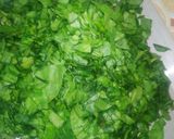 A picture of step 1 of Shaljum Palak chicken.