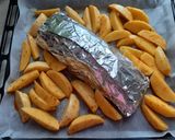 Bacon-ös gombás sertésszűz vele sült krumplival recept fázis 4 fotója