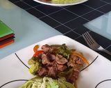Foto del paso 6 de la receta: Lomo en verduras con spaghetti en salsa de cilantro