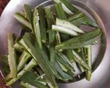 A picture of step 1 of Kurkuri bhindi.