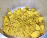 A picture of step 3 of Kadali Manja Rai (Banana stem curry in mustard paste).
