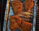 A picture of step 1 of My Breaded Chicken Burger with Bacon,Cheese & BBQ Sauce. 🥰.