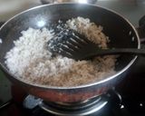 A picture of step 1 of Chocolate coconut ladoo.