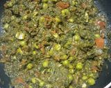 A picture of step 7 of Afeem patta bhaji-with mini bajra roti bites.