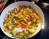 A picture of step 5 of Arroz con Pollo.