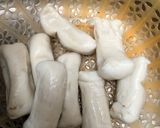Hình bước làm 1 của món Mì Căn Xào Nghệ Và Lá Hẹ Chay