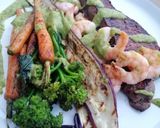 A picture of step 10 of Surf and turf / grilled veg / avocado chimichurri.