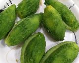 A picture of step 1 of Masala bharva karele.