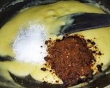 A picture of step 4 of Asoka Halwa / Moong Dal halwa.