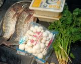 A picture of step 1 of Fish& soya bean curd in soup.