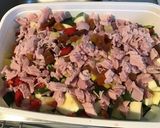 Une image de l'étape 7 de Courgettes au jambon, poivron, tomates, abricots secs et citron confit.