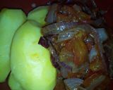A picture of step 2 of Monday lunch,Irish potatoes with tomatoes sauce. #Abjmom.
