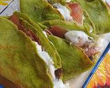 Foto del passaggio 3 della ricetta Crepes di piselli con funghi e speck
