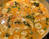A picture of step 4 of Creamy Tomato, Tortellini, Sausage and Kale Soup.