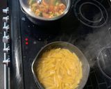 A picture of step 4 of Red pasta (the sauce is red, not the pasta. Vegan).