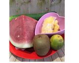 Foto langkah ke 1 dari resep Diet Juice Cucumber Watermelon Peach Kiwi Lime.