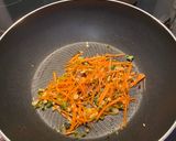 A picture of step 4 of Fried rice with spam, egg and lettuce.