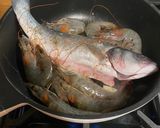 A picture of step 2 of Acqua pazza with sea bass and prawns in 30 mins! + Delicious pasta idea using remaining soup.