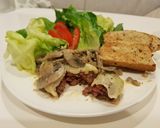 รูปขั้นตอนการทำที่ 4 ของ Bunless Swiss Mushroom Burger ลดคาร์บ
