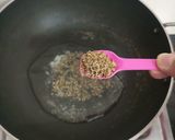 A picture of step 2 of Burmese samosa curry with saffron rice.