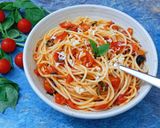 A picture of step 7 of Spaghetti al Pomodoro.