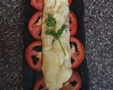 A picture of step 3 of European omelet with brown bread.