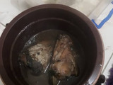 Boiled yam and catfish pepper soup