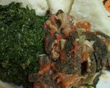 A picture of step 2 of Stripes(matumbo) with greens and ugali.