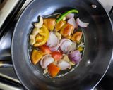A picture of step 3 of Kadai Paneer.
