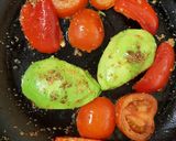 A picture of step 5 of Garlic Avocado,sweet pepper, &Tomato Lunch with Eggs.