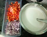 A picture of step 1 of Cheese Uttapam pizza style.