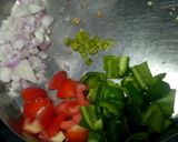 A picture of step 1 of Spicy schezwan bhindi.