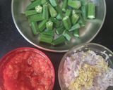 A picture of step 1 of Shahi bhindi.