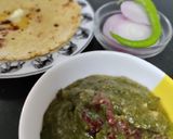 A picture of step 17 of Sarson ka Saag with Makki ki Roti.