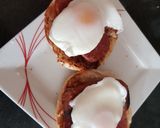 A picture of step 3 of My Bacon and Egg toasted Muffin with smoked Bacon sauce😁.