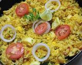 A picture of step 4 of Egg tawa pulav.