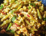 A picture of step 2 of Green moong & beans poriyal/sabzi.