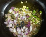 A picture of step 2 of Mooli ki bhaji.